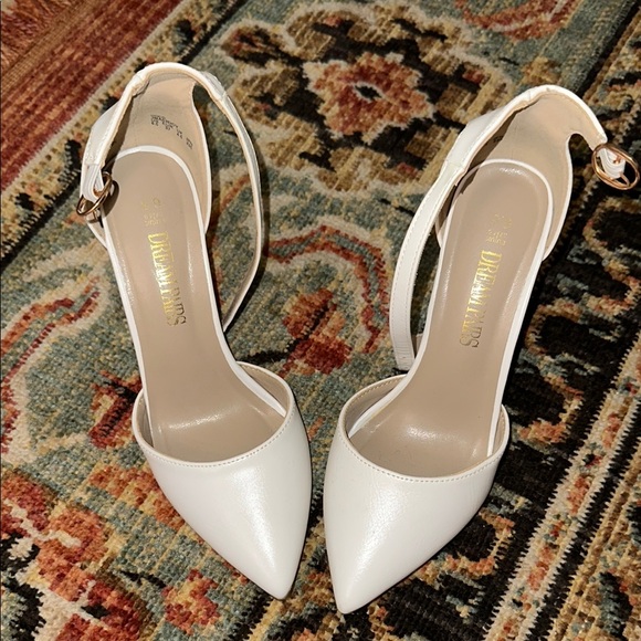 Dream Pairs Shoes - Dream Pairs White Slingback Heels